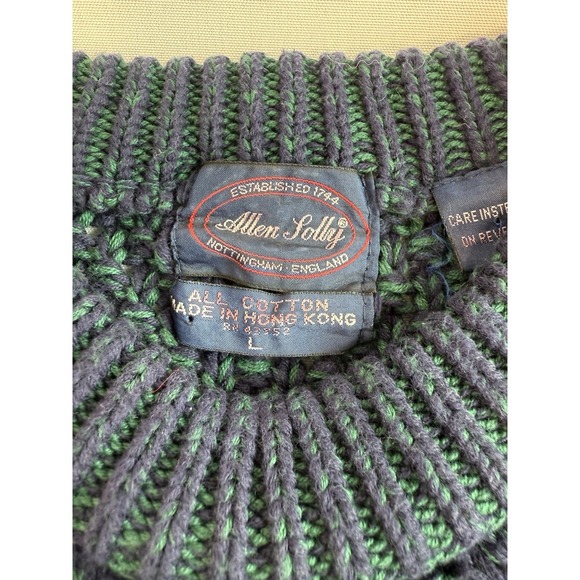 Allen Lolly Nottingham England Men's Cable-knit Pullover Sweater Large Navy/Grn - Picture 5 of 10